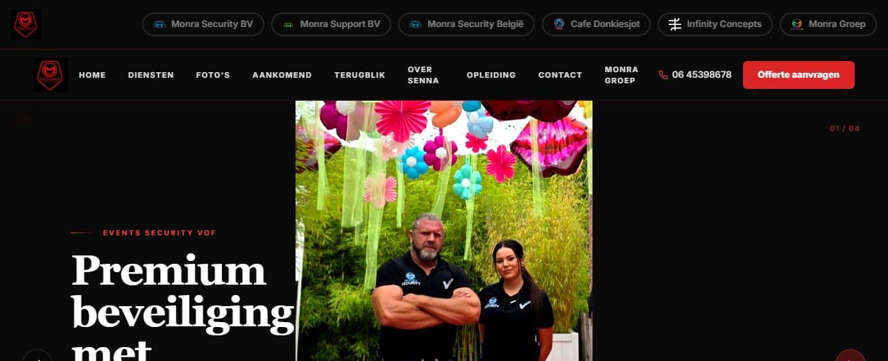 Monra Events Security website
